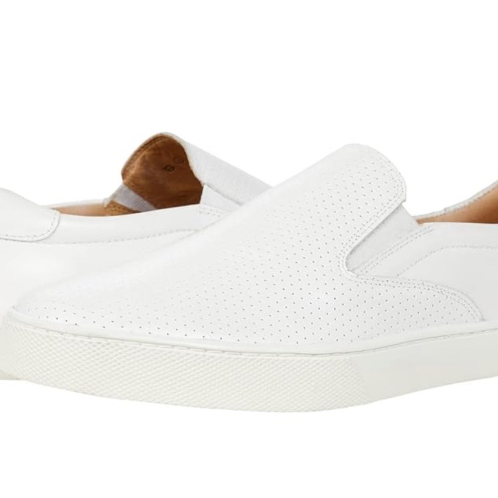 White Perforated Slip-On Sneakers